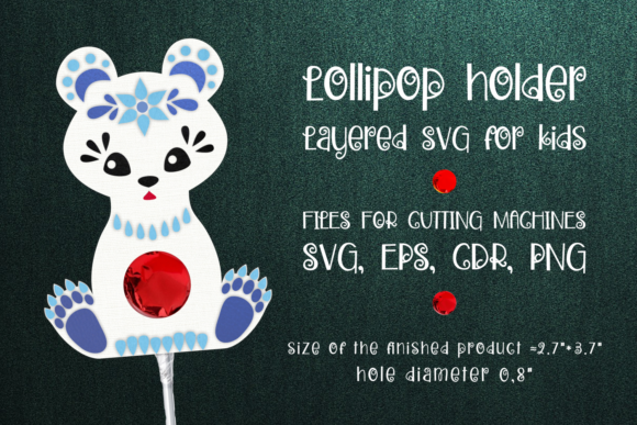 3D SVG Christmas Polar Bear Lollipop Holder