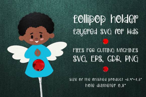 Black Boy Angel Lollipop Holder 3D SVG Shapes