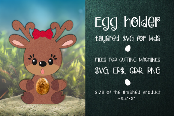 Deer Chocolate Egg Holder 3D SVG for Christmas