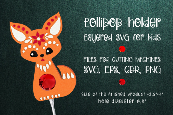 Fox Lollipop Holder 3D SVG for Christmas