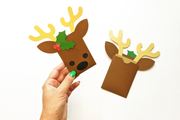 Reindeer Face Gift Card Holder 3D SVG for Christmas